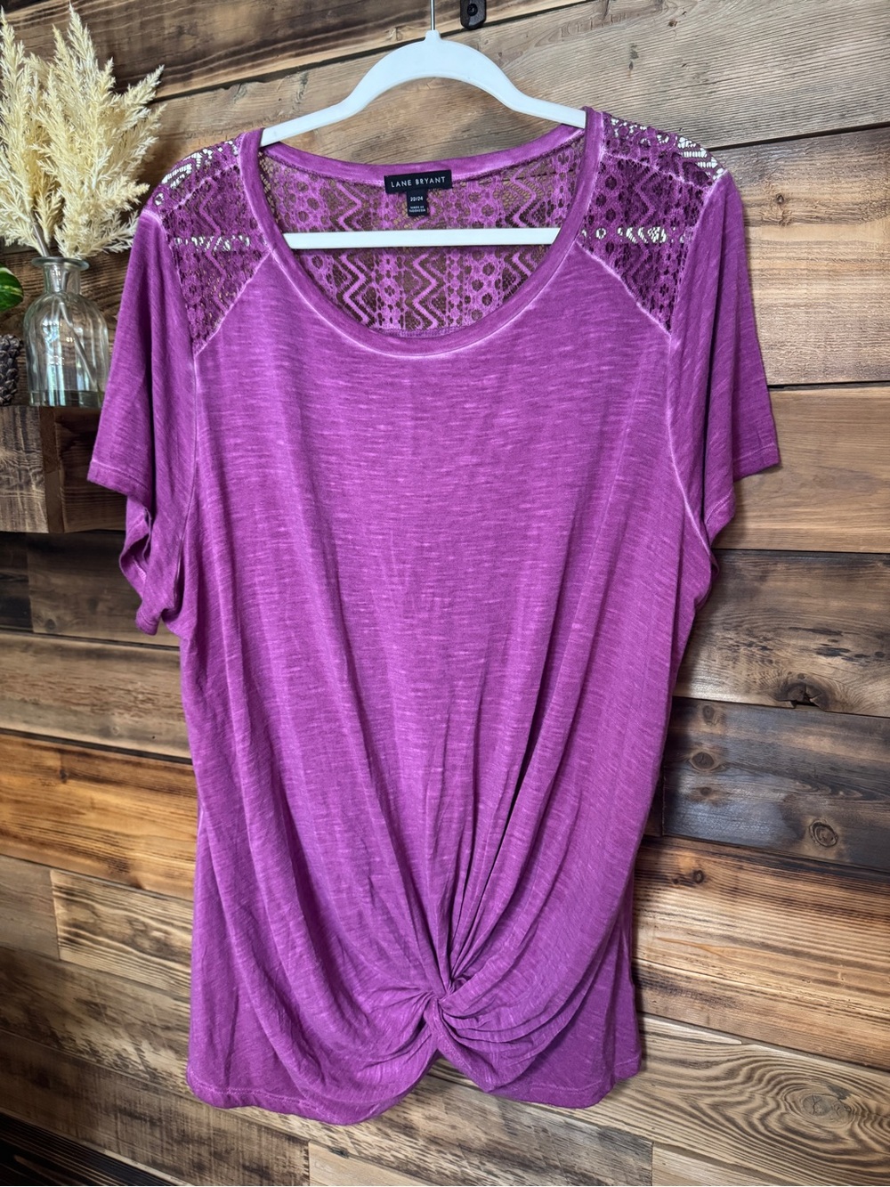 Lane Bryant Short Sleeve Twist Front Tee in Purple Size 22/24